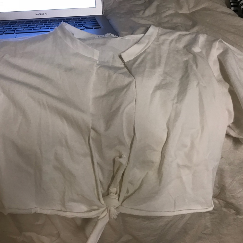 white front tie top